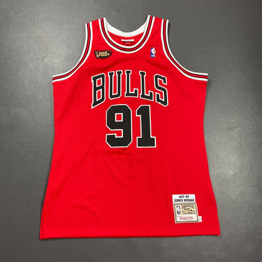 100% Authentic Dennis Rodman Mitchell Ness 97 98 Finals Bulls Jersey Size L 44