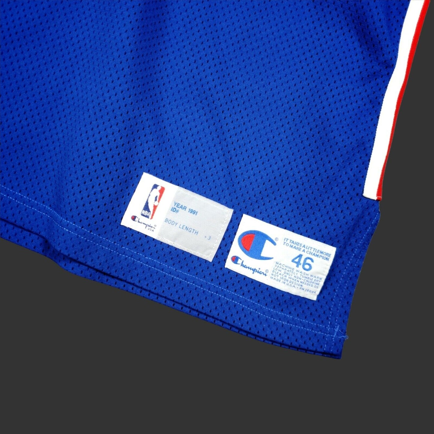 100% Authentic Derrick Coleman Vintage Champion 91 Nets Pro Cut Game Jersey