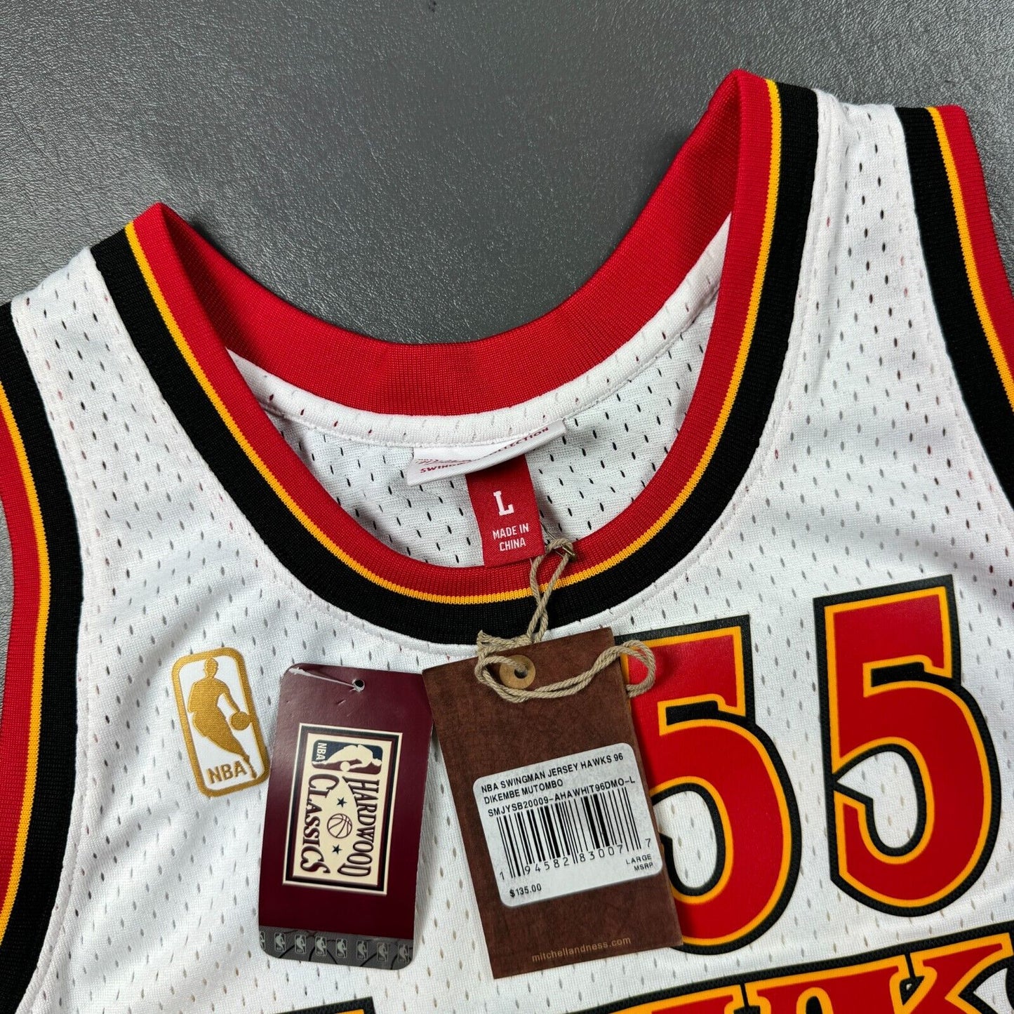 100% Authentic Dikembe Mutombo Mitchell & Ness 96 97 Hawks Jersey Size L 44 Mens