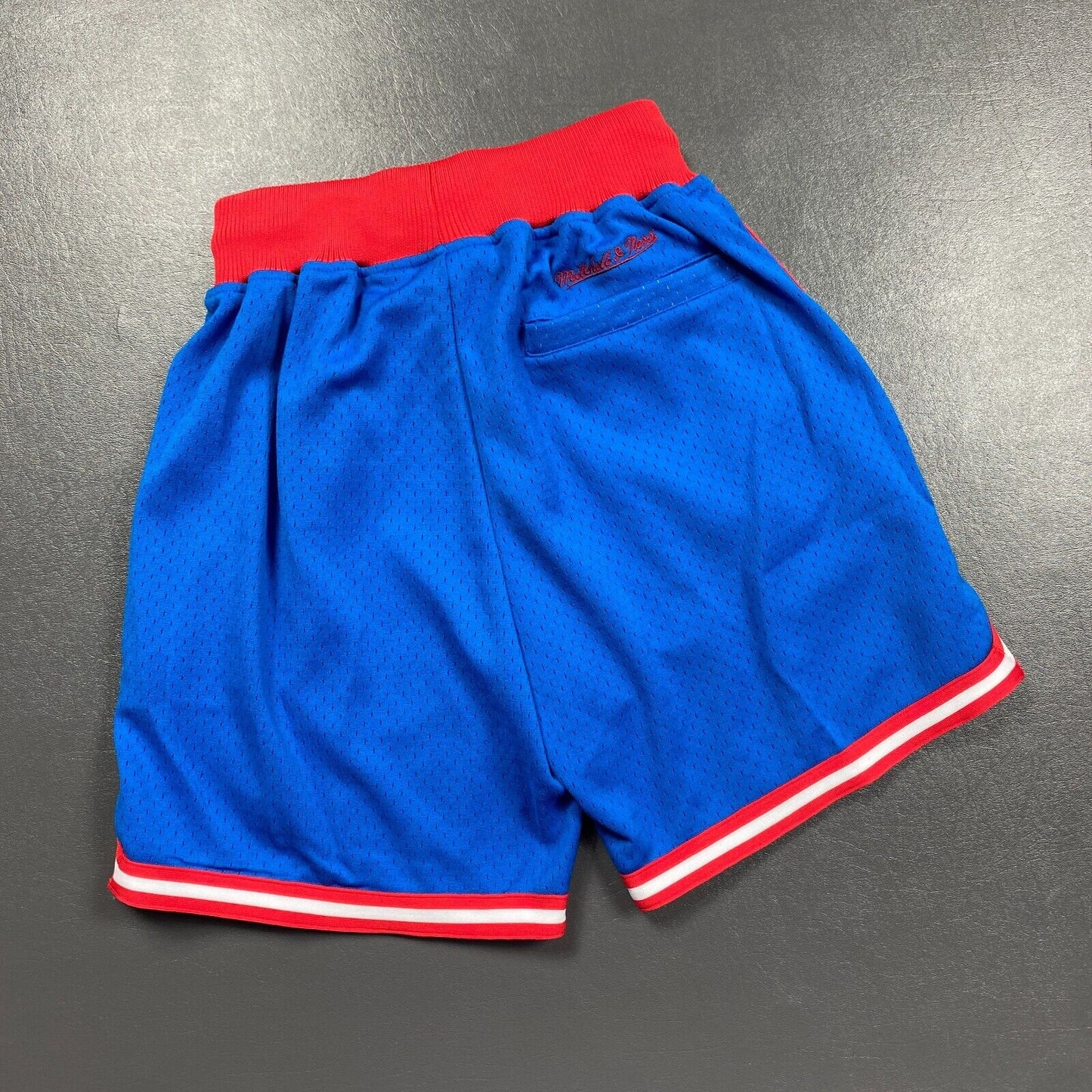 100% Authentic Mitchell & Ness Game Day Blue Red Shorts Size XS 76ers Colors