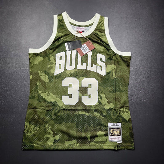 100% Authentic Scottie Pippen Mitchell Ness 97 98 Bulls Camo Stitched Jersey L
