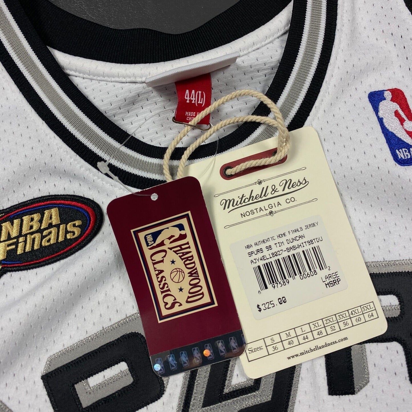 100% Authentic Tim Duncan Mitchell Ness 98 99 NBA Finals Jersey Size 44 L Mens