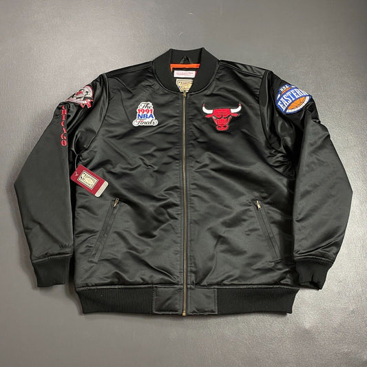 100% Authentic Chicago Bulls Mitchell Ness 1991 NBA Finals Satin Bomber Jacket S