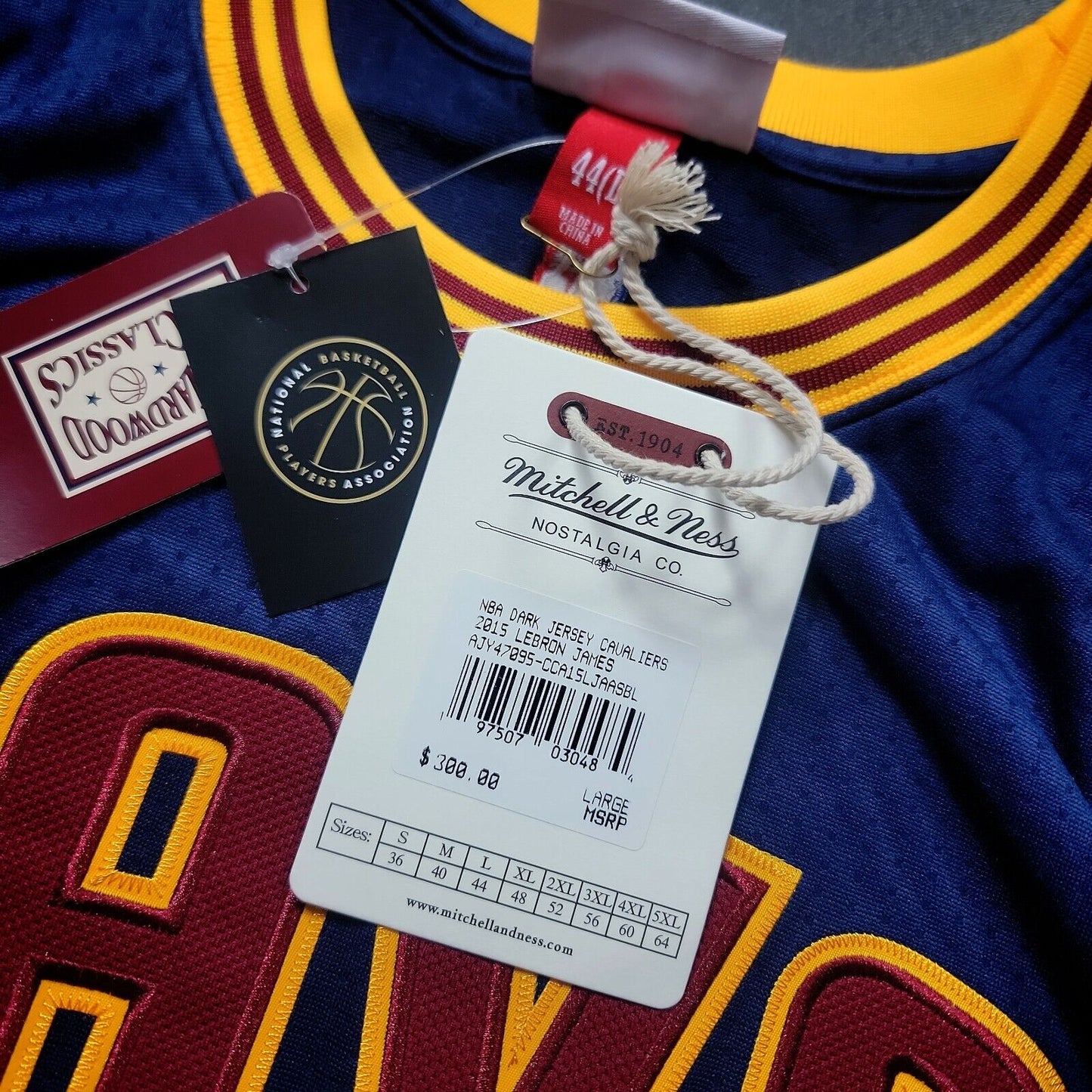 100% Authentic Lebron James Mitchell & Ness 2015 2016 Cavaliers Jersey Size L 44