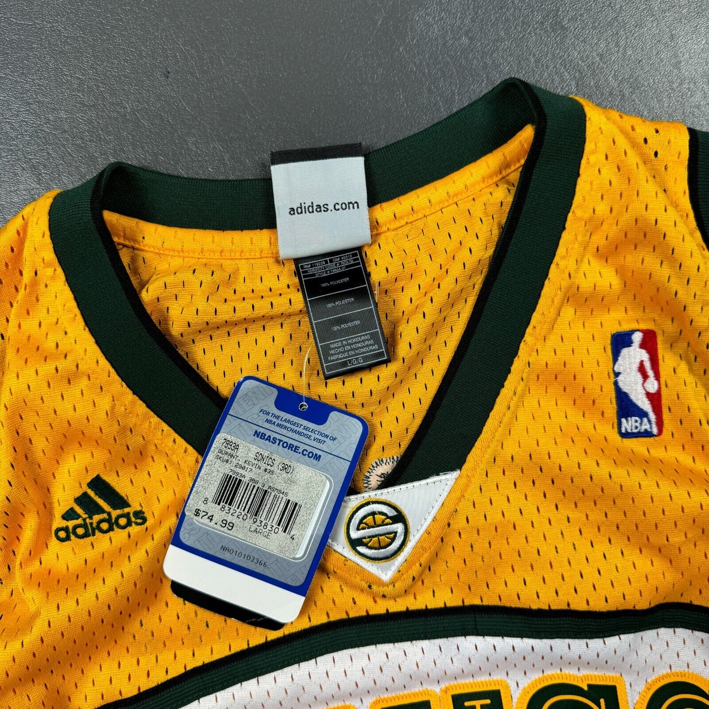 100% Authentic Kevin Durant Vintage Adidas Seattle Sonics Jersey Size L Mens