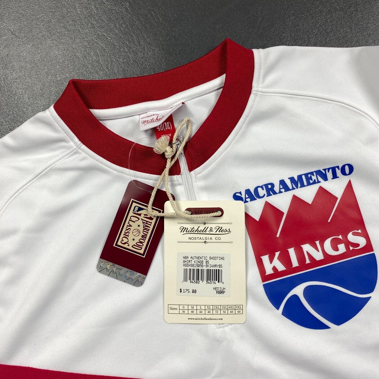 100% Authentic 85 86 Sacramento Kings Mitchell Ness Shooting Warm Up Shirt 40 M