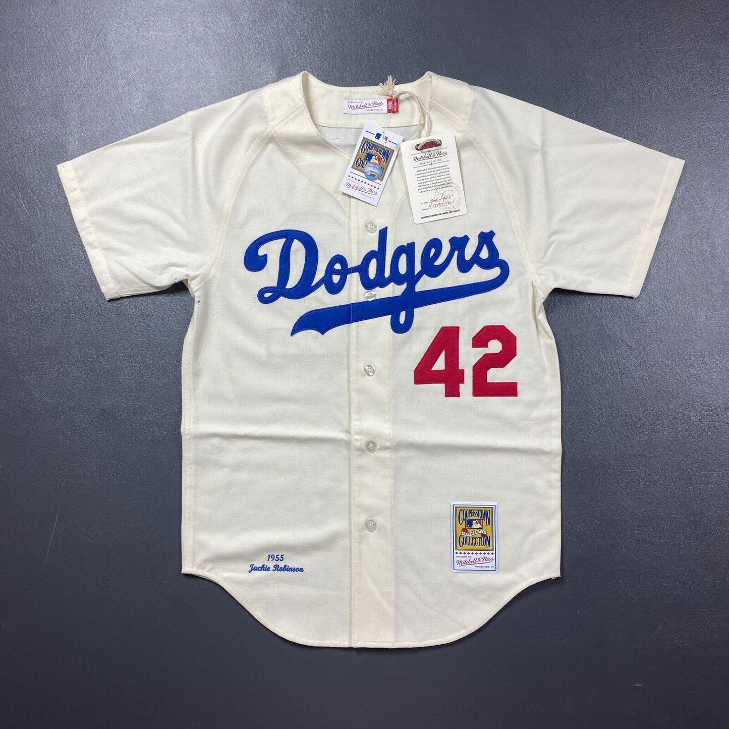 100% Authentic Jackie Robinson Mitchell Ness 1955 Dodgers Jersey Size 40 M Men