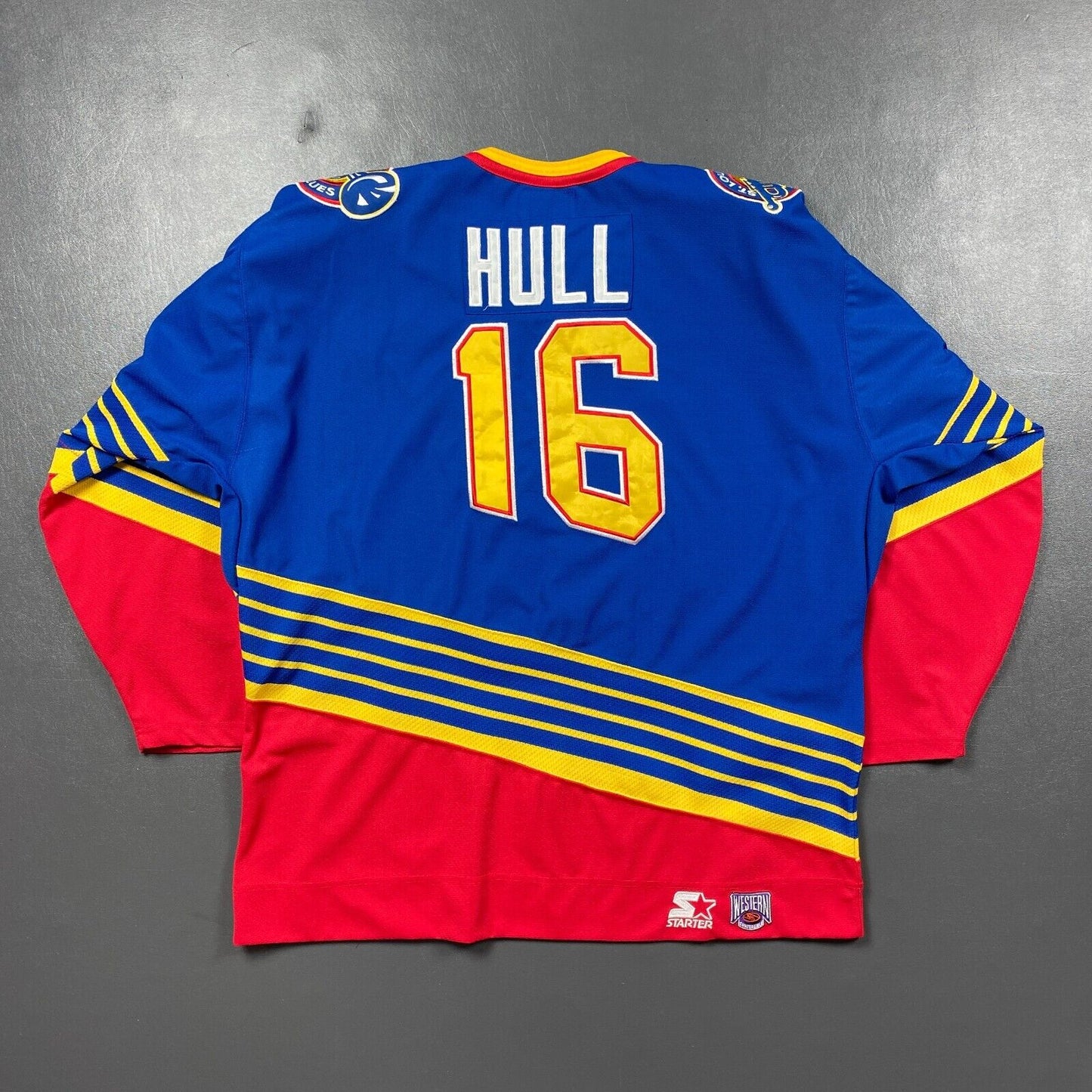 100% Authentic Brett Hull Vintage Starter Blues Jersey Size XL Stitched Mens