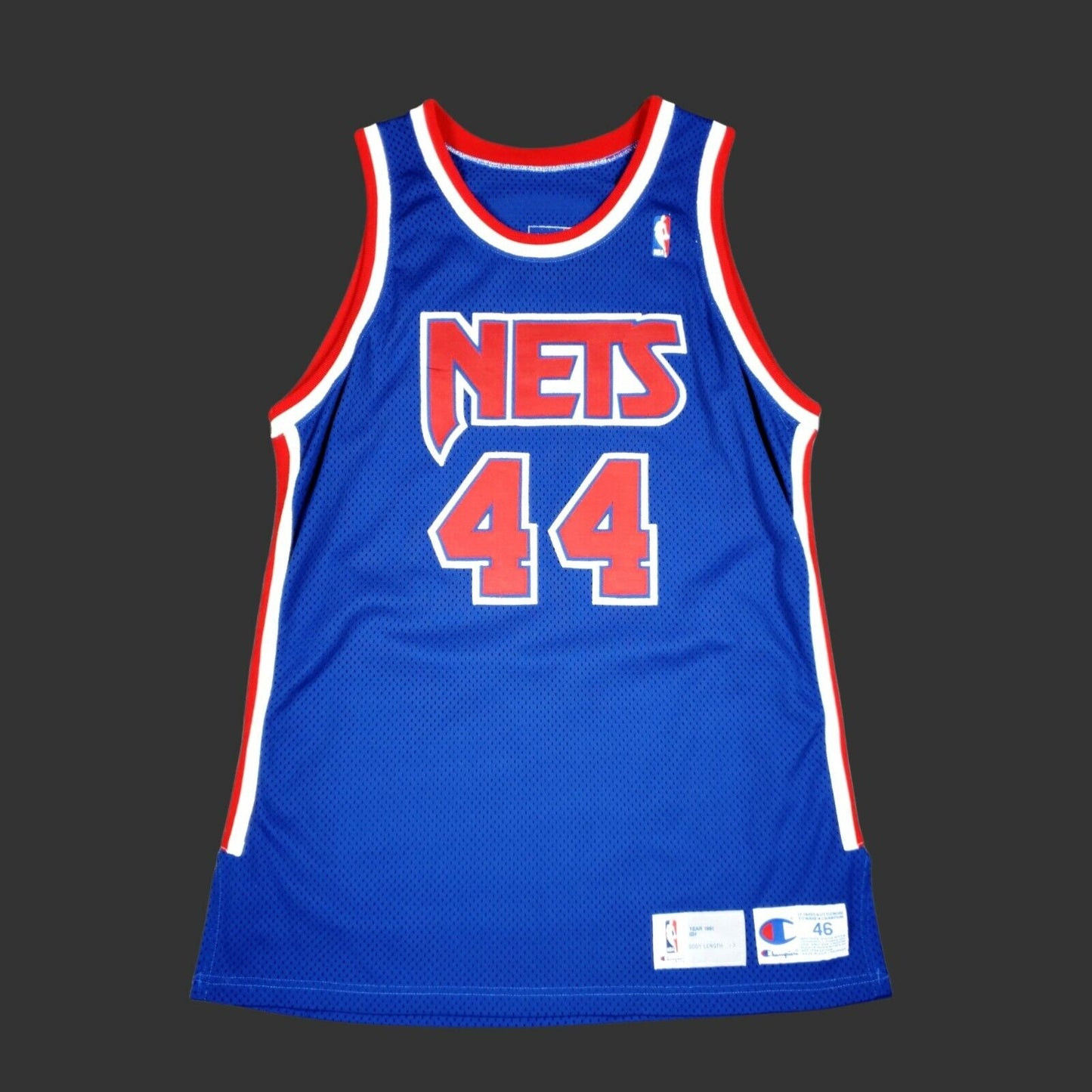 100% Authentic Derrick Coleman Vintage Champion 91 Nets Pro Cut Game Jersey