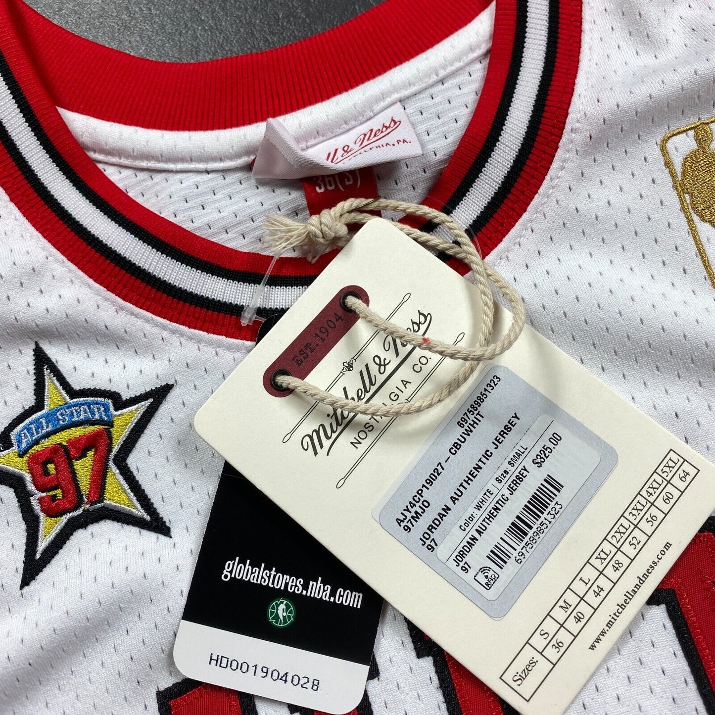 100% Authentic Michael Jordan Mitchell Ness 96 97 All Star Bulls Jersey 36 S