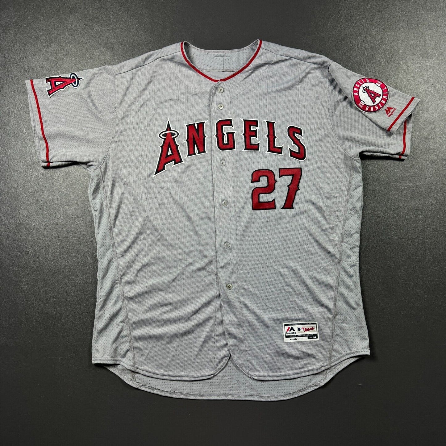 100% Authentic Mike Trout Vintage Majestic Los Angeles Angels Jersey Size 56 3XL