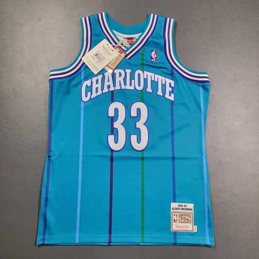 100% Authentic Alonzo Mourning Mitchell Ness 92 93 Hornets Jersey Size 44 L Mens