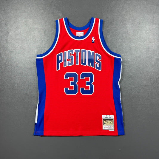 100% Authentic Grant Hill Mitchell Ness 94 95 Detroit Pistons Jersey Size 44 L