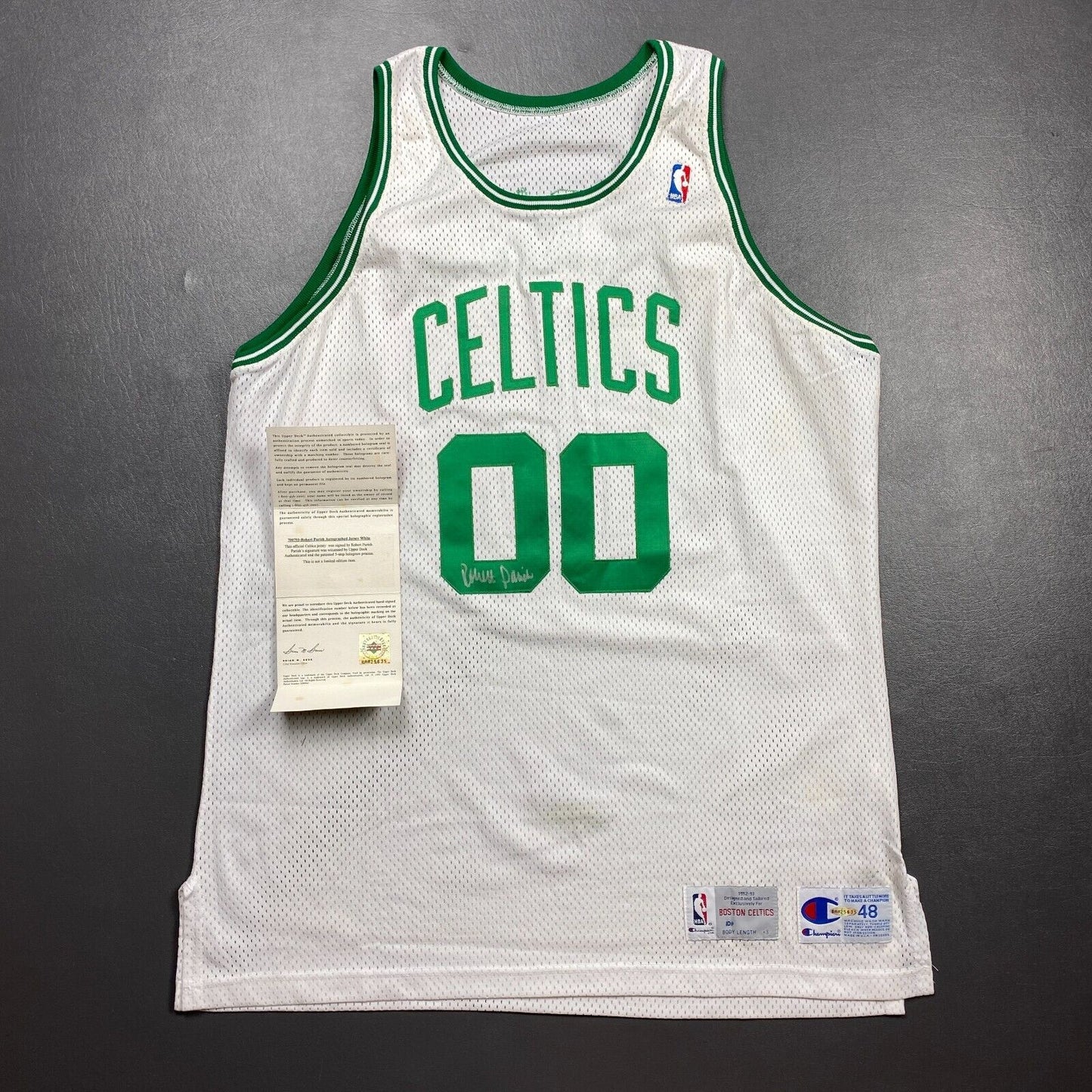 100% Authentic Robert Parish Signed Vintage Champion 9293 Celtics Pro Cut Jersey