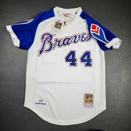 100% Authentic Hank Aaron Mitchell Ness 1974 Braves Jersey Size 40 M Mens