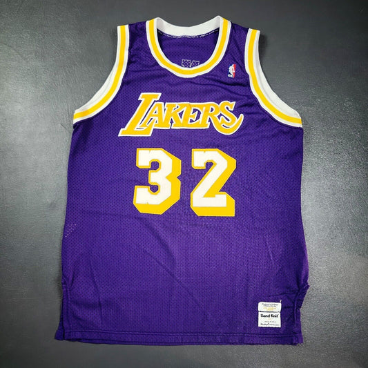 100% Authentic Magic Johnson Sand Knit Lakers Jersey Size 46 L XL Mens pro cut