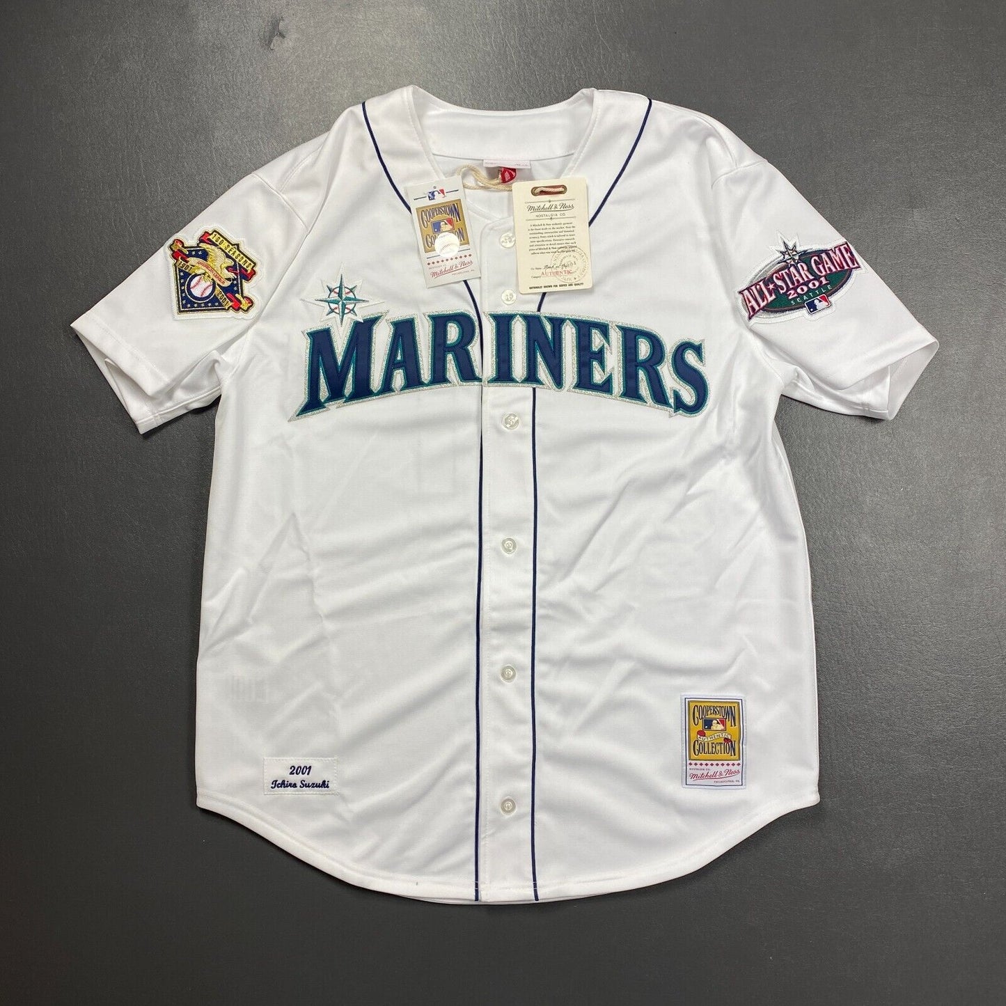 100% Authentic Ichiro Suzuki Mitchell Ness 2001 All Star Mariners Jersey 48 XL