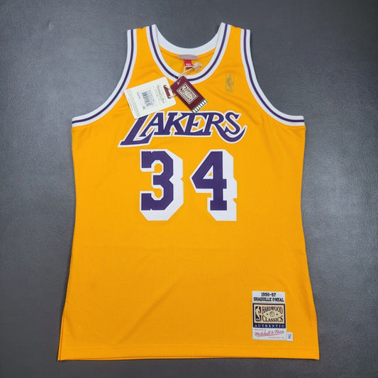 100% Authentic Shaquille O'Neal Mitchell Ness 96 97 Lakers Jersey Size 44 L kobe