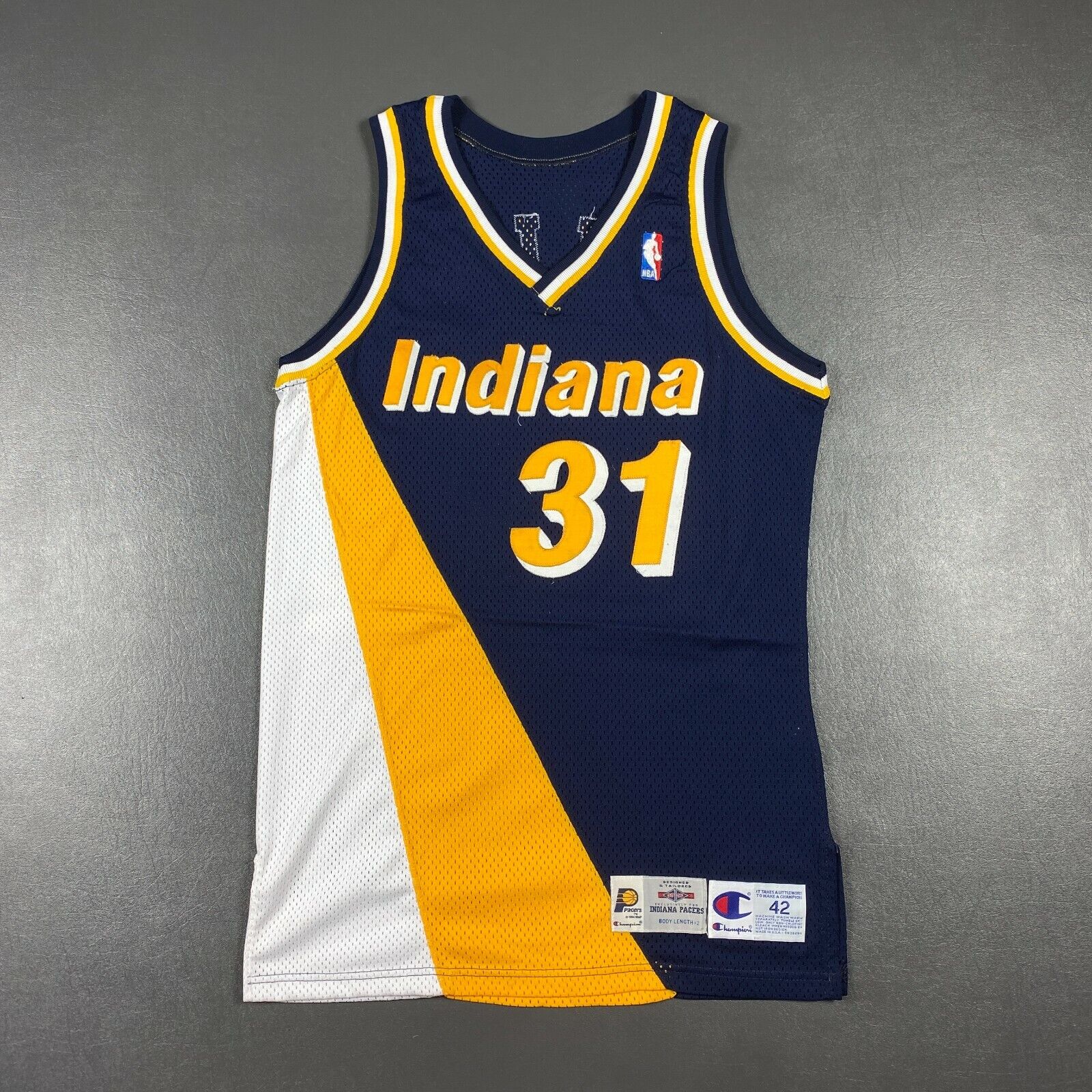 100% Authentic Reggie Miller Champion 95 96 Pacers Pro Cut Game Jersey –  Hardwood Fames