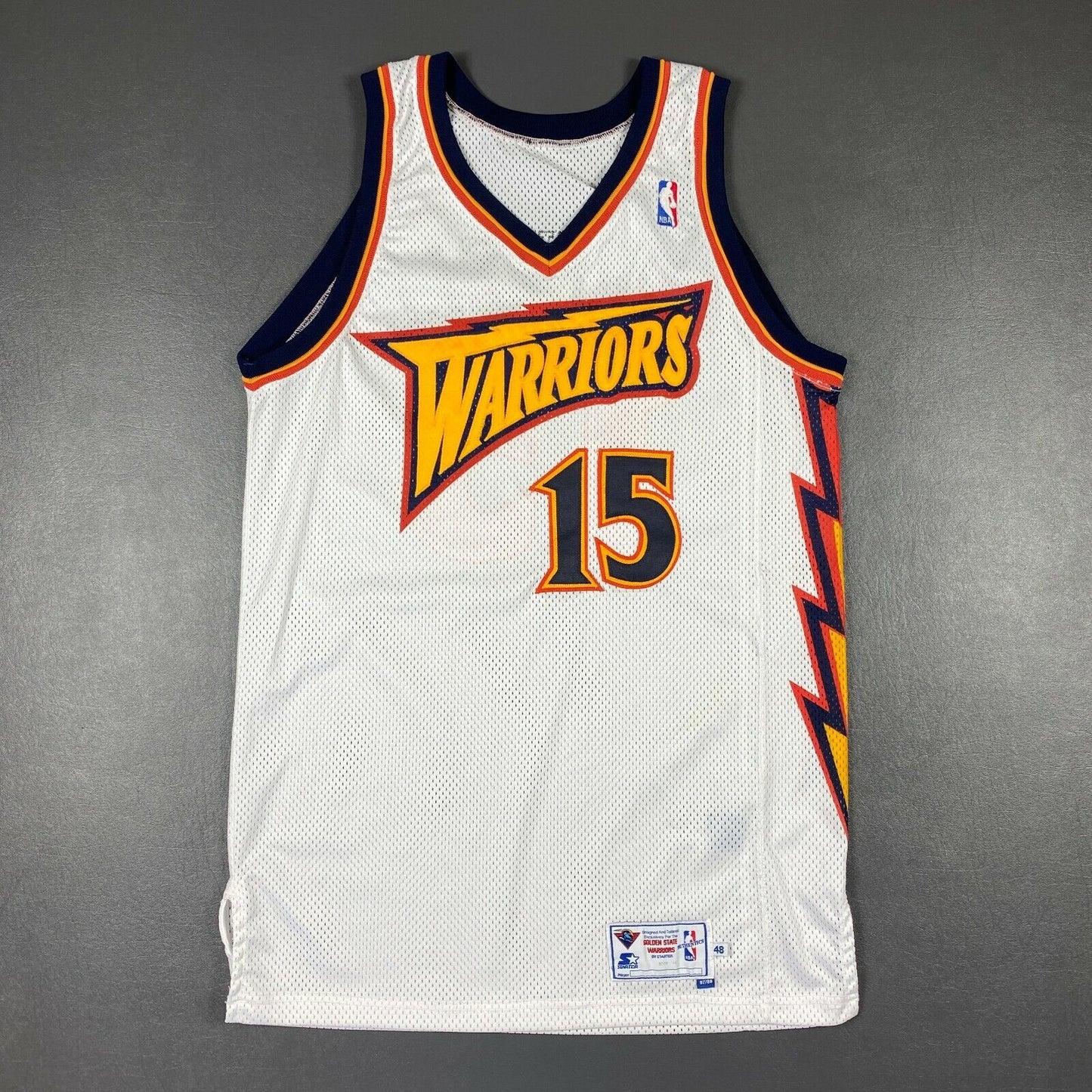 100% Authentic Latrell Sprewell 1997 1998 Warriors Pro Cut Game Jersey 48+4"