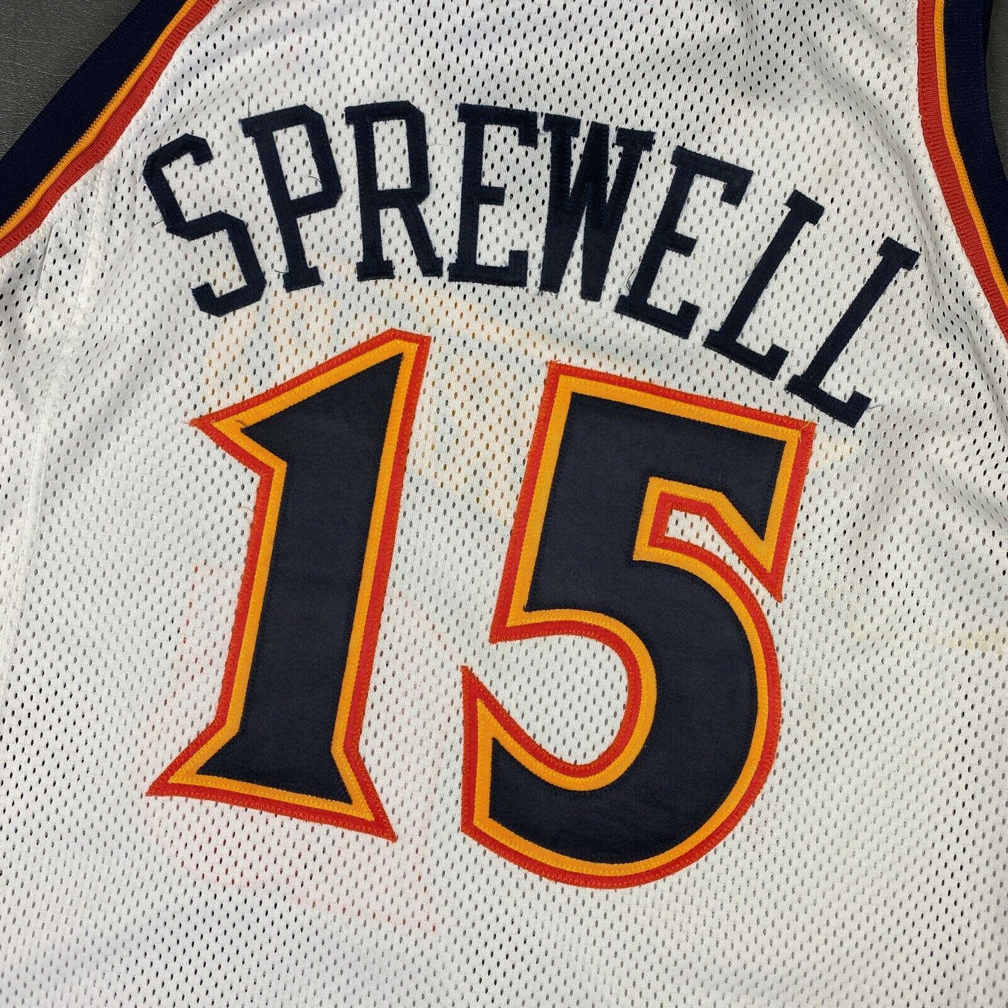 100% Authentic Latrell Sprewell 1997 1998 Warriors Pro Cut Game Jersey 48+4"