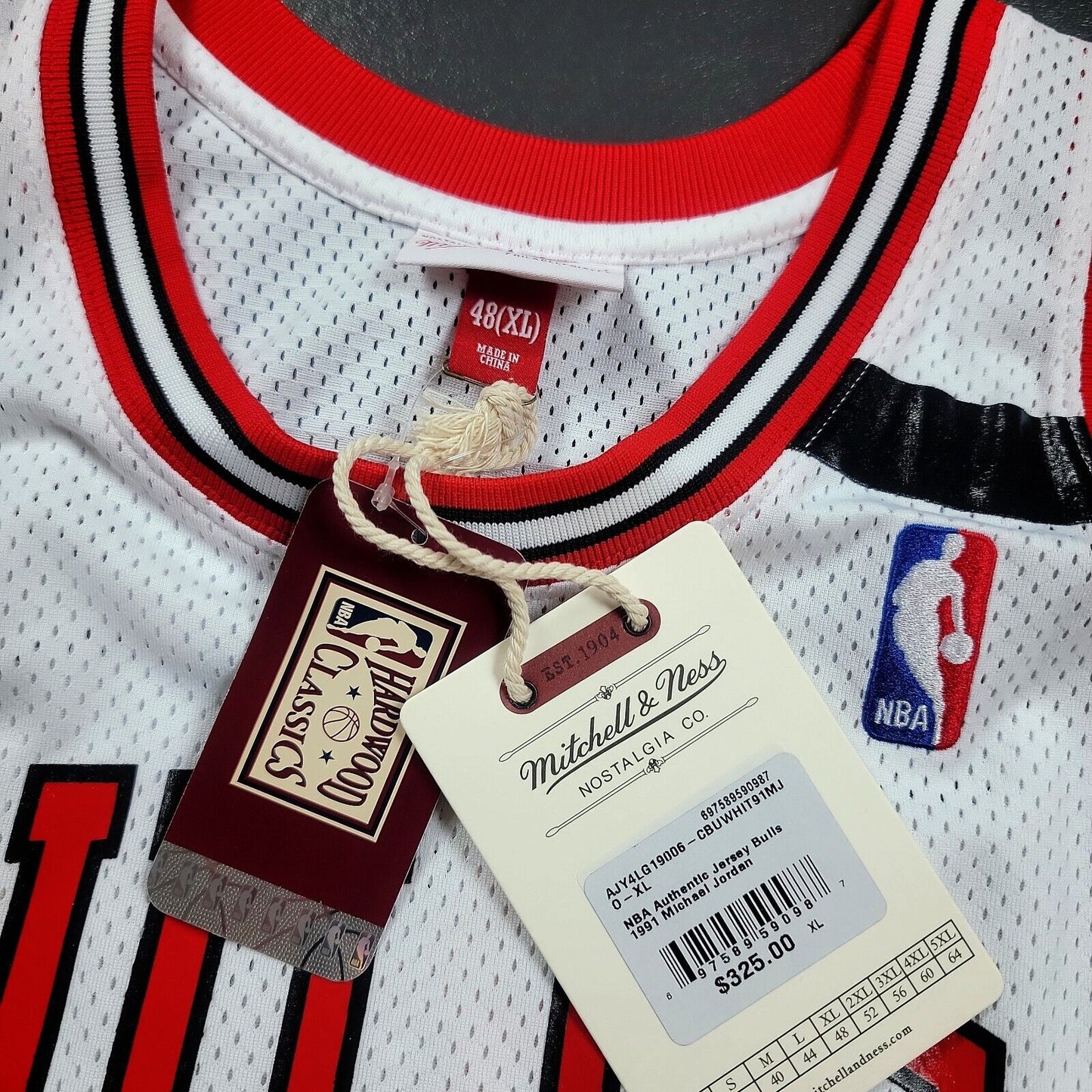 100% Authentic Michael Jordan Mitchell Ness 91 92 The Shrug Bulls Jersey 48 XL