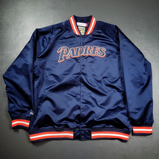 100% Authentic Mitchell Ness San Diego Padres Satin Jacket Size 3XL 56