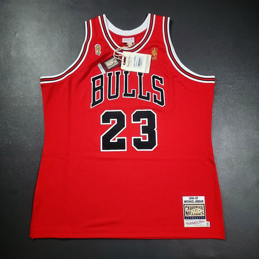 100% Authentic Michael Jordan Mitchell Ness 96 97 Flu Game Bulls Jersey 52 2XL