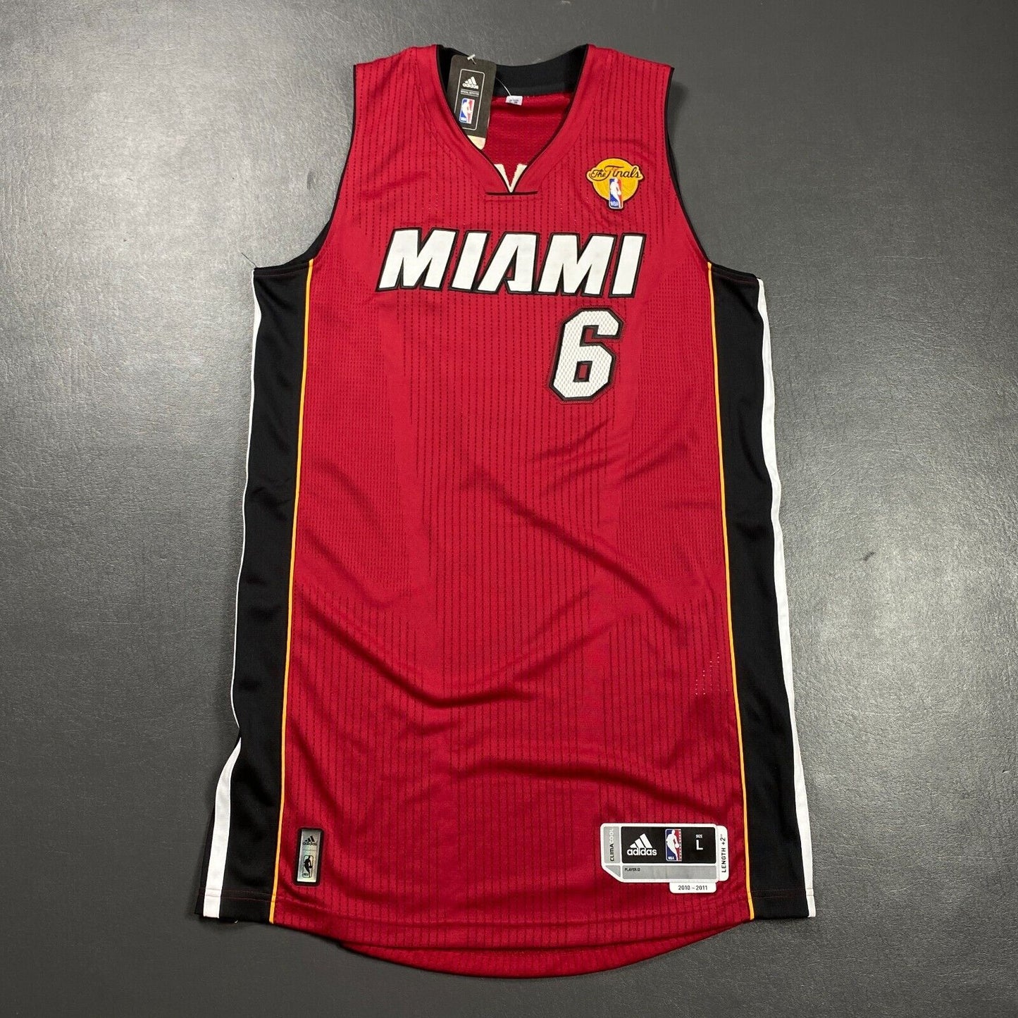 100% Authentic Lebron James Miami Heat 2011 NBA Finals Jersey L - mesh # pro cut