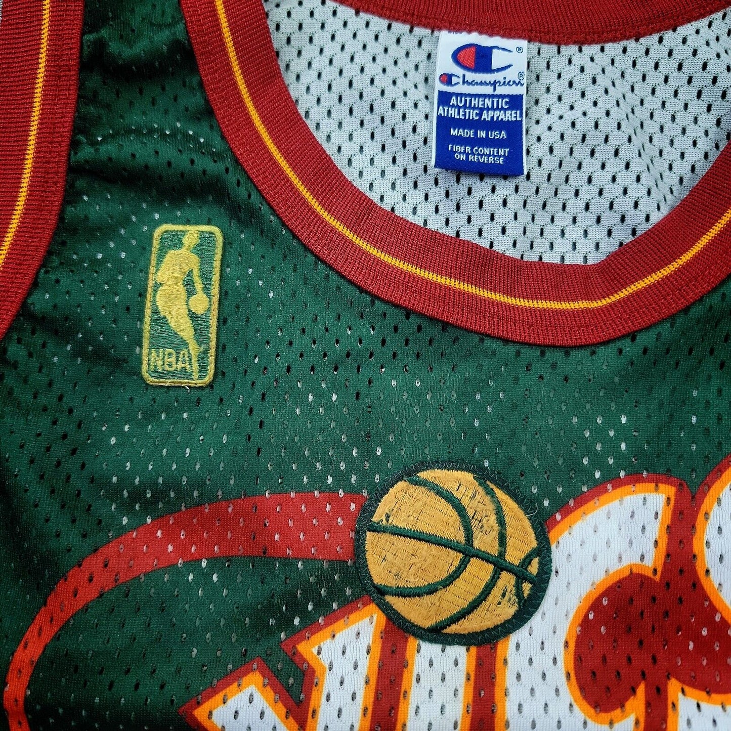 100% Authentic Shawn Kemp Vintage Champion 96 97 Supersonics Jersey Size 48 L XL