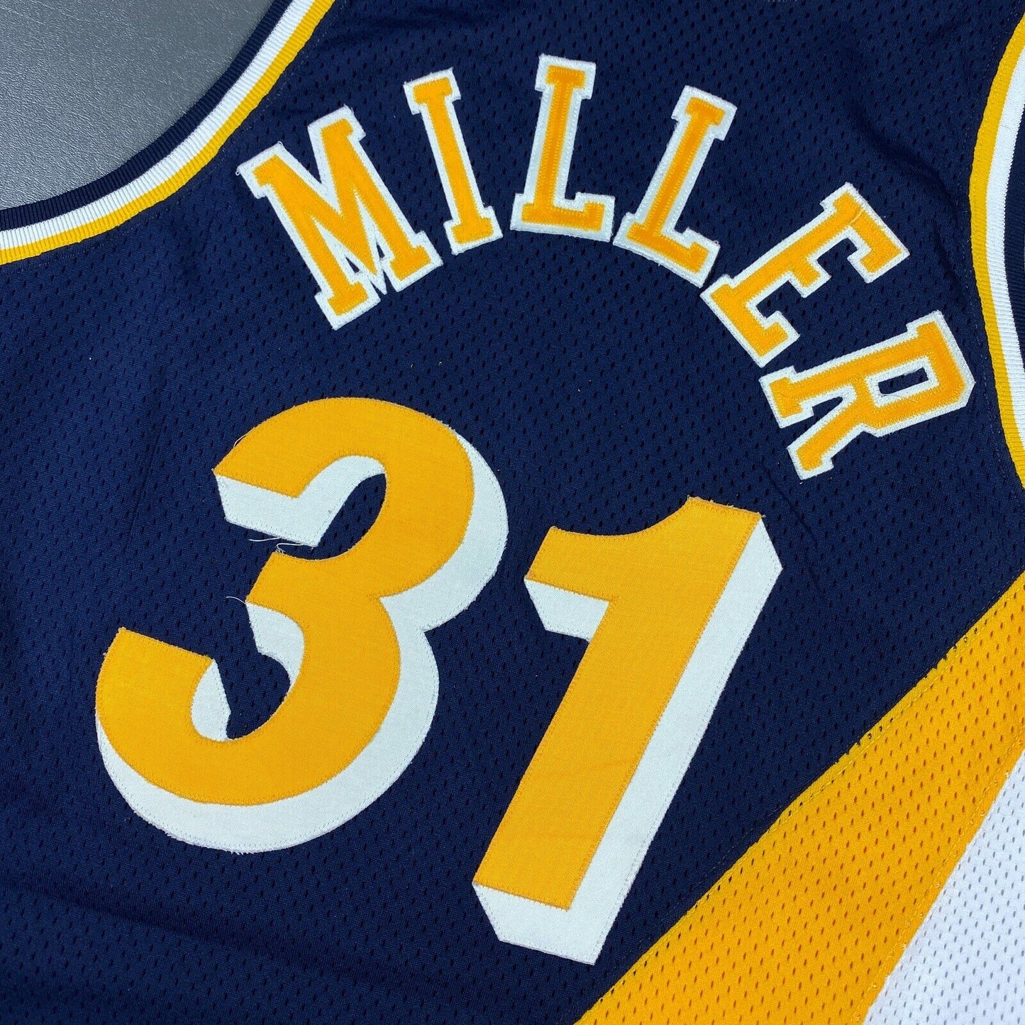 100% Authentic Reggie Miller Champion 95 96 Pacers Pro Cut Game Jersey 42+2"